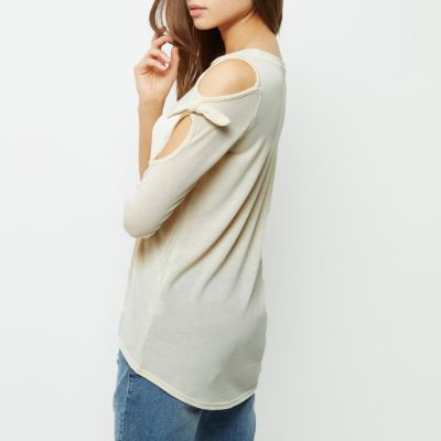 White tie sleeve cut out top